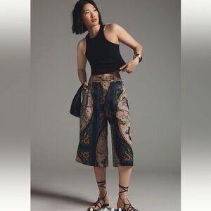 ANTHROPOLOGIE | TINY XS TWILIGHT CAPRI PANTS Black Motif NWT